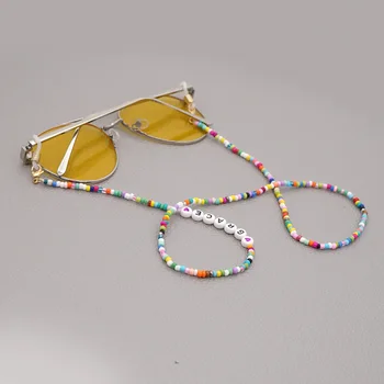 Personaliza Scrisoarea de Șirag de mărgele Colorate Link-ul de ochelari de Soare Lanțuri Colier de Ochelari de Citit Cablul de Titular Curea Frânghie pentru Ochelari Masca de Fata Trupa