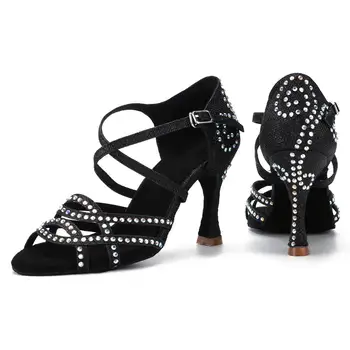Nouă femei fete ladys latină Pantofi de Dans sală de Bal interior tango salsa Stras Pantofi de Dans cu toc gros de vânzare Fierbinte