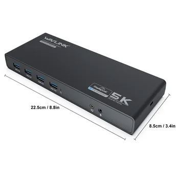 Wavlink C USB Universal pentru Stația de Andocare Dual 4K HDMI si DP USB Power Delivery Cu Gigabit RJ45 5K@60Hz Afișaj pentru Ferestre Mac OS