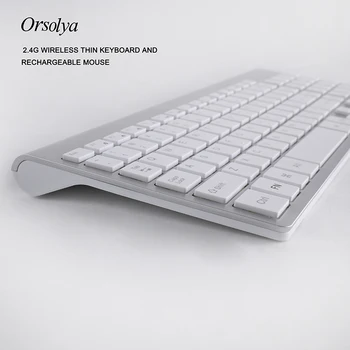 2.4 G Wireless Subțire Tastatură și baterie Reîncărcabilă Mouse Combo engleză/rusă literele de pe Tastatură set Tăcut cheie Pentru Calculator laptop PC