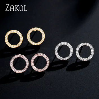ZAKOL Fierbinte de Vânzare a Crescut de Culoare de Aur Cerc Zirconiu Cristal Moda Cercei Set Colier Pentru Femei Elegante Bijuterii de Nunta FSSP3016