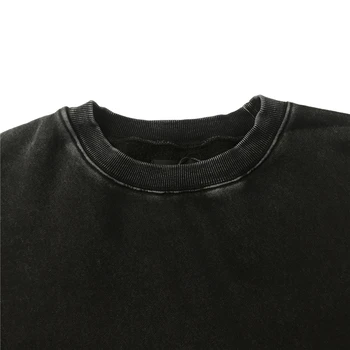 Kanye West Black Distressed Tricou Supradimensionat Fleece Raglan Pulover Maneca Zip Bărbați Hip Hop Streetwear