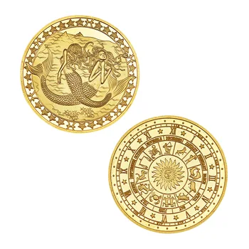 Noi 12 Constelații Zodiacale Placat Cu Aur-Moneda De Colectie Original Monede Set Suport Creativ Suvenir Cadou De Vacanță