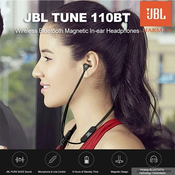 Noul JBL T110BT fără Fir Bluetooth Casti Sport Funcționare Sunet de Bas Magnetic setul cu Cască 3 butoane Telecomanda Cu Microfon