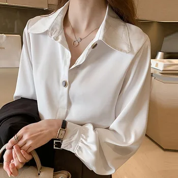 GOOHOJIO 2020 Toamna Office Lady Șifon Bluze Femei Casual Supradimensionate la Modă Tricouri Femei Vrac Maneca Lunga Tricou Femei