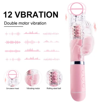 Dual Motor Vibrator Rabbit Vibrator Vibrații de Rotație Jucărie Sexuală pentru Femei punctul G Masaj Stimulator Clitoris Sex-Shop