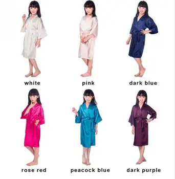 Fete Copile Din Satin Kimono Robe Halat De Baie Pijamale Nunta De Flori Fata Noaptea Dres