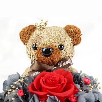 Noi Teddy Bear Flori de Trandafir În Cupolă de Sticlă Festival de Crăciun DIY Home Decor Nunta Aniversare de Ziua Mamei, Cadouri de Ziua Îndrăgostiților