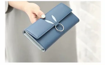 Noi feminin PU iepure portofel cu trei falduri și un portofel lung cu capacitate mare de femei telefonul mobil geanta lady gratuit de shippin