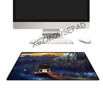 XGZ Peisaj de Mari Dimensiuni Mouse Pad Negru de Blocare Partea de Anime Munte Tren Laptop PC de Birou Mat Desene animate Sunset View Cauciuc Non-alunecare