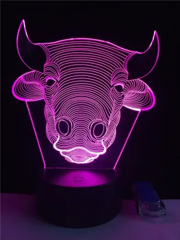 Vite Taur Vacă 3D de Iluminat Lampa USB cu LED-uri Fade starea de Spirit Lumina de Noapte Multicolor Controler Touch de la Distanță Luminaria Schimba Masa Cadou