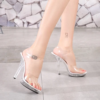 Cristal Show Stripteuză Tocuri Clare Pantofi Femei 2020 Platforme, Sandale Cu Toc De Sex Feminin Transparente Sexy Pantofi De Nunta Papuci De Casă