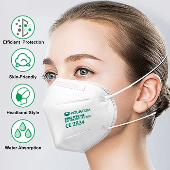 POWECOM CE Masca de Fata Bentita Stil Praf De 95% de Filtrare FFP2 Respirator Mască de Protecție, Măști de Gura Adult Copii Tapabocas