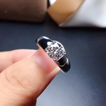LeeChee Moissanite ring pentru bărbați 1CT 6.5 mm VVS rotund tăiat excelent cu certificat de bijuterii fine reale argint 925