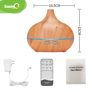 SaengQ Electric Aroma Difuzor Umidificator de Aer, ulei Esențial difuzor de 400ML cu Ultrasunete de Control de la Distanță Ceață Rece Fogger Lampă cu LED-uri