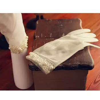 1 Pereche de Perle Dantelă Mireasa Mănuși Elegante, Transparente cu un Deget Mână Deget Costum Accesoriu pentru Seara de Banchet Dans