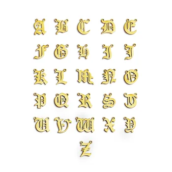 MYLONGINGCHARM 26pcs/perlot O-Z Alfabet pandantiv cu 2，3 sau 4 găuri Stil Gotic de culoare de aur farmecul brățară Colier Pandantiv