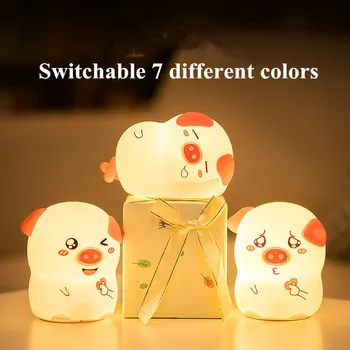 Purcel Veioza cu Senzor Tactil Desene animate Estompat 7 Culori Lampa USB Reîncărcabilă Pentru copii Copii Copii Cadou Noptiera Dormitor