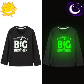 Am de Gând Să Fie O Soră mai Mare, Fratele Amuzant Luminos Copii Tricou Copil Fată Băiat Maneca Lunga Anuntul Noctilucent T-shirt