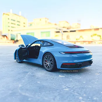 WELLY 1:24 Porsche 911 Carrera 4S (992) masina sport albastru simulare aliaj model de masina meserii decor colecție de instrumente de jucărie cadou