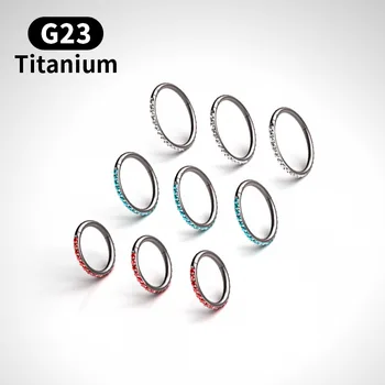 50pcs/Sac Titan G23 16G Zircon Sept Clicker Piercing Daith Inel de Nas Corpul Cuier Clip Pe Moda Bijuterii