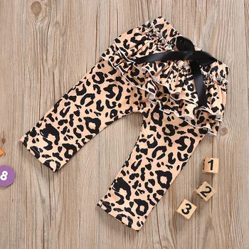 Toamna Iarna Haine copii pentru Copii Baby Girl Haine Leopard tricouri Bluze Pantaloni Lungi Benzi Costum de Haine Set 3pcs 0-4Y