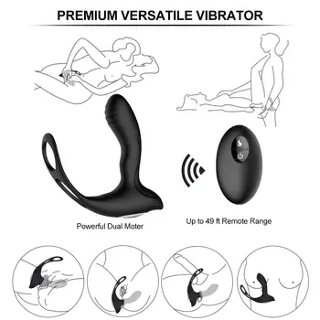 Wireless inel penis vibrator anal prize de prostata masaj vibratoare, butt plug anal dildo anal sex jucărie pentru bărbați gay faloimitator