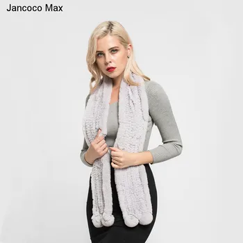 Jancoco Max 2017 Real Blana de Iepure Rex Esarfa pentru Femei de Moda Stil Lung de Eșapament Toamna Iarna Cald Șal Calitate Top S7103