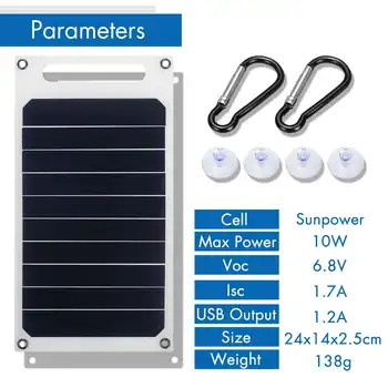 6V 10W 1.7 Portabil Monocristalin Panou Solar Slim & Light Incarcator USB de Încărcare de Putere Banca Pad