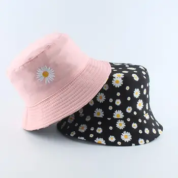 Vara Margarete Găleată Pălărie de Moda pentru Femei din Bumbac Plajă, Pălării de Soare Reversibile Bob chapeau Femme Florale Pălărie Panama Pălărie de Pescar