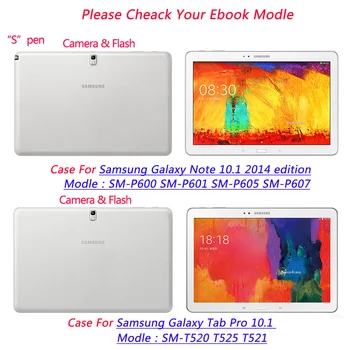 Pentru Samsung Galaxy Note 10.1 edition P600 P601 P605 P607 Tab Pro T520 T525 Tableta Smart din Piele PU Caz Acoperire Gratuit Pen+Folie