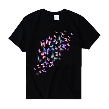 40# T-shirt Femei Harajuku Tricou Casual tricou de Culoare Fluture de Imprimare Rotund O-gât Elegant cu Maneci Scurte Sus Футболки Топ