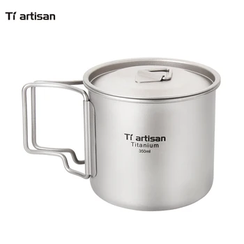 Tiartisan Titan Apă Cana de Cafea cu Mâner Pliabil Bea articole de Camping Cupa Ultralight Portabil în aer liber Cana