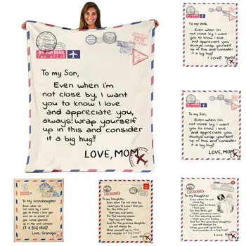 Germană/Franceză/Spaniolă Scrisoare Pătură Fleece Pătură Pentru Fiica Mea, Fiul Pilote Poșta Pături Pozitiv Încuraja Și Dragoste Cadou