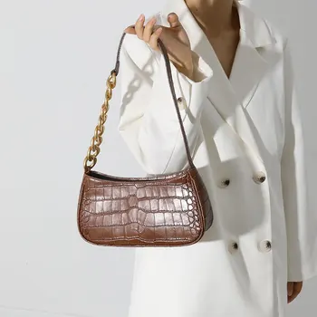 2021 noi Genți de mână și geanta de culoare Pură lanț moda femei umăr geanta messenger femei de Înaltă calitate model de Piatra bagheta sac