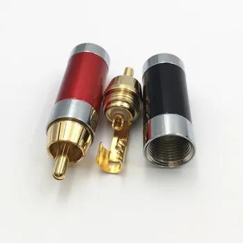 4buc RCA Masculin / Feminin Montaj Plug DIY Lipit Jack Adaptor pentru 6mm / 8mm AV Audio Video, Cablu Difuzor Rosu Conector Negru