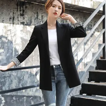 Noi Femeile De Moda Blazer 2020 Temperament Plin Casual Cu Maneci Strat De Caise Alb Negru Vrac Sacou