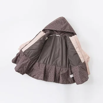 DBZ12630 dave bella iarna pentru copii fete de moda florale drapat captusit cu gluga copii topuri infant toddler îmbrăcăminte exterioară
