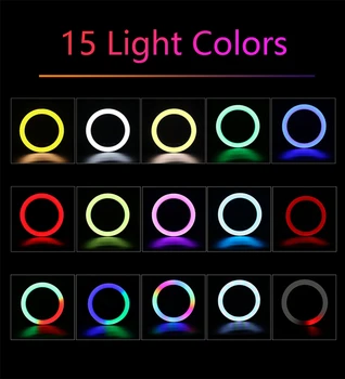 10 Inch RGB Inel de Lumină 15 Culori cu Mini Trepied Suport Suport de Telefon Pentru Tik Tok Machiaj Video de pe YouTube Lampă Fotografie