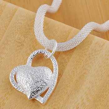Aimarry 925 Sterling Silver Moda Bijuterii Net Lanț De Dragoste Inima Pandantiv Colier Pentru Femei De Ziua De Nastere Cadouri De Nunta