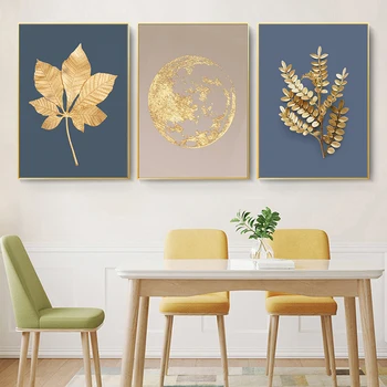 Abstract Modern Foita De Aur De Arta De Perete Tablou Panza Pictura Nordică Aur Pământ Postere Si Printuri Living Decorul Camerei
