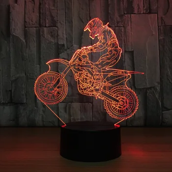 3D Motocross Bicicleta Luminile de Noapte Noutate 3D Lampă de Masă USB 7 Culori-Senzor de Atingere Lampa de Birou ca Vacanta Premii Cadouri pentru Sport Tip