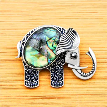 Vintage Elephant Shell Brose Placate Cu Argint Antic Personalitate Petrecere Moda Bijuterii
