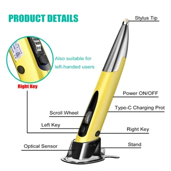 Reîncărcabilă Mâna Dreaptă și Mâna Stângă 1200 DPI, 2.4 G Wireless USB Mouse-ul Touch Pen Y51A