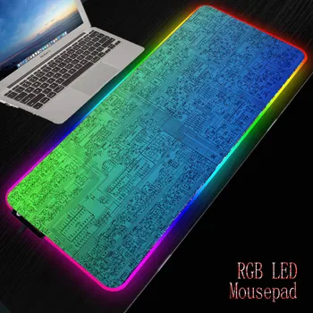 Mairuige Circuit Textura RGB Calculator Gaming Mousepad Mari Mouse Pad Birou Mouse-ul Mat Led Mause Pad Tastatură cu iluminare din spate Soareci Mat XXL