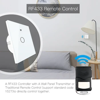 WiFi Smart Switch RF433 Telecomanda Panou de Sticlă Comutatorul de lumini Inteligente Viața Tuya Funcționează Cu Alexa Ecou de Start Google 1/2/3 Gasca