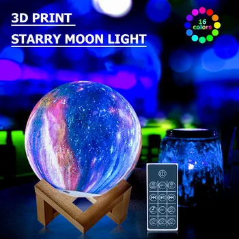 Imprimare 3D LED Luna Lampă Reîncărcabilă Lumina de Noapte Înstelat Cerul de Culoare Bluetooth de la Distanță Calendarul Senzor Tactil Decor de Crăciun Lampa