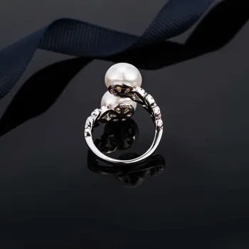 Calitate AAA Moda Reglabil Gratuit Inel de Micro Pave Premium Zircon Cristal Pearl Argint Inele de Nunta Bijuterii de Lux pentru Femei