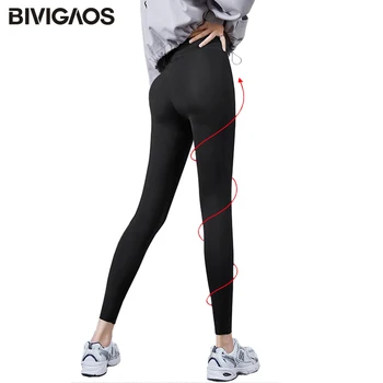 BIVIGAOS Micro Presiune Rechin Femei Jambiere Negre de Fitness Modelarea Hip Ridicare Jambiere Skinny Slim Sport de Antrenament Jambiere