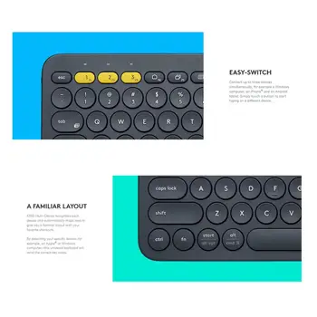 Logitech K380 Multi-Device Bluetooth Keyboard Ultra Mini Mut Wireless Tastatură de Gaming Multi-Color pentru Windows, MacOS, Android, iOS